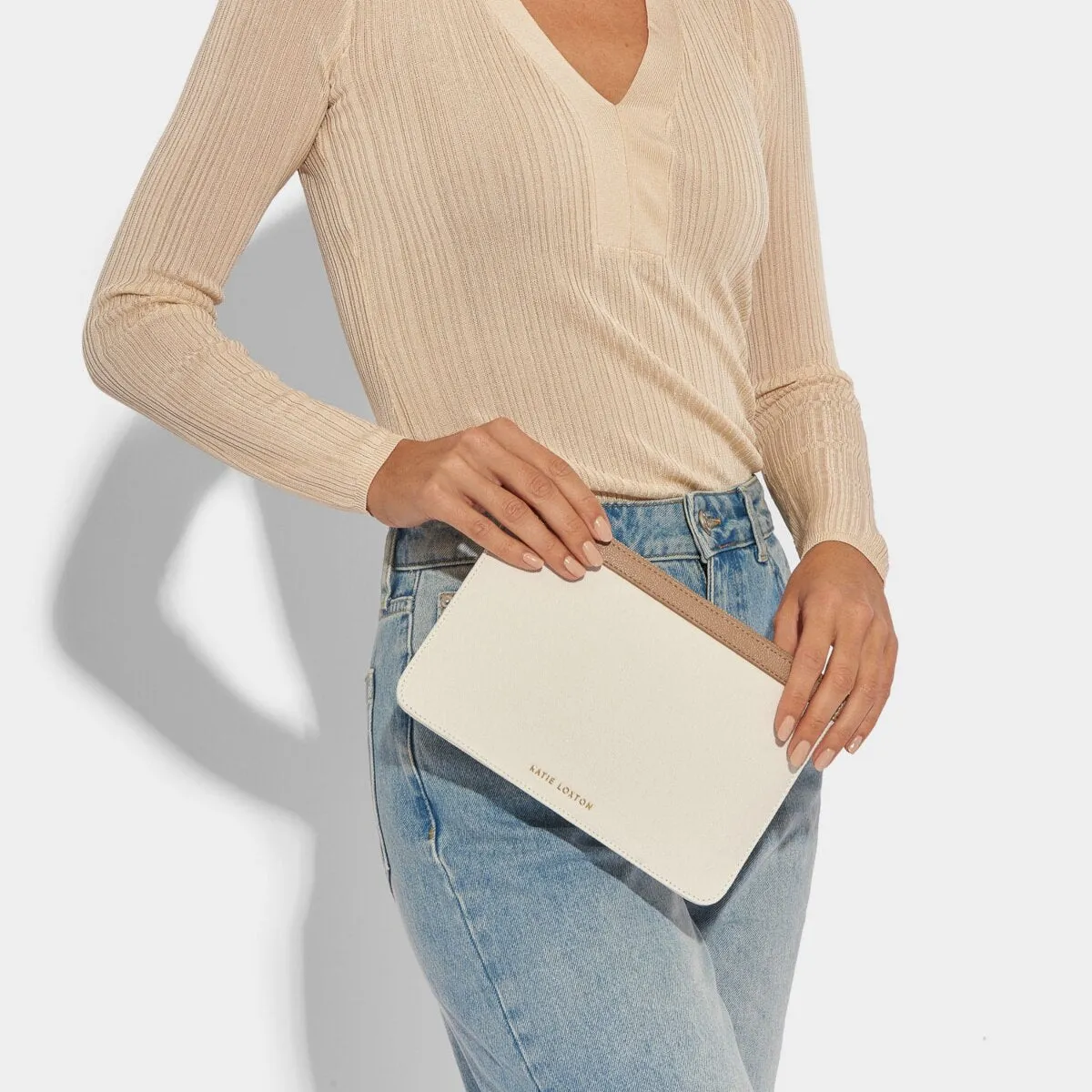 Amalfi Canvas Pouch | Off White & Soft Tan