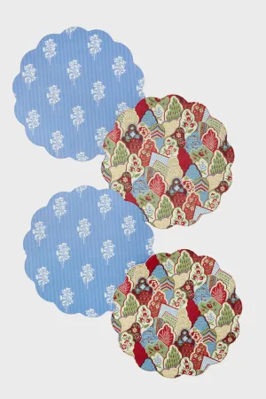 Americana and Rain Stripe Reversible Wipeable Placemats Set of 4