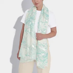 Animal Foil Print Scarf | Duck Egg Blue & Silver