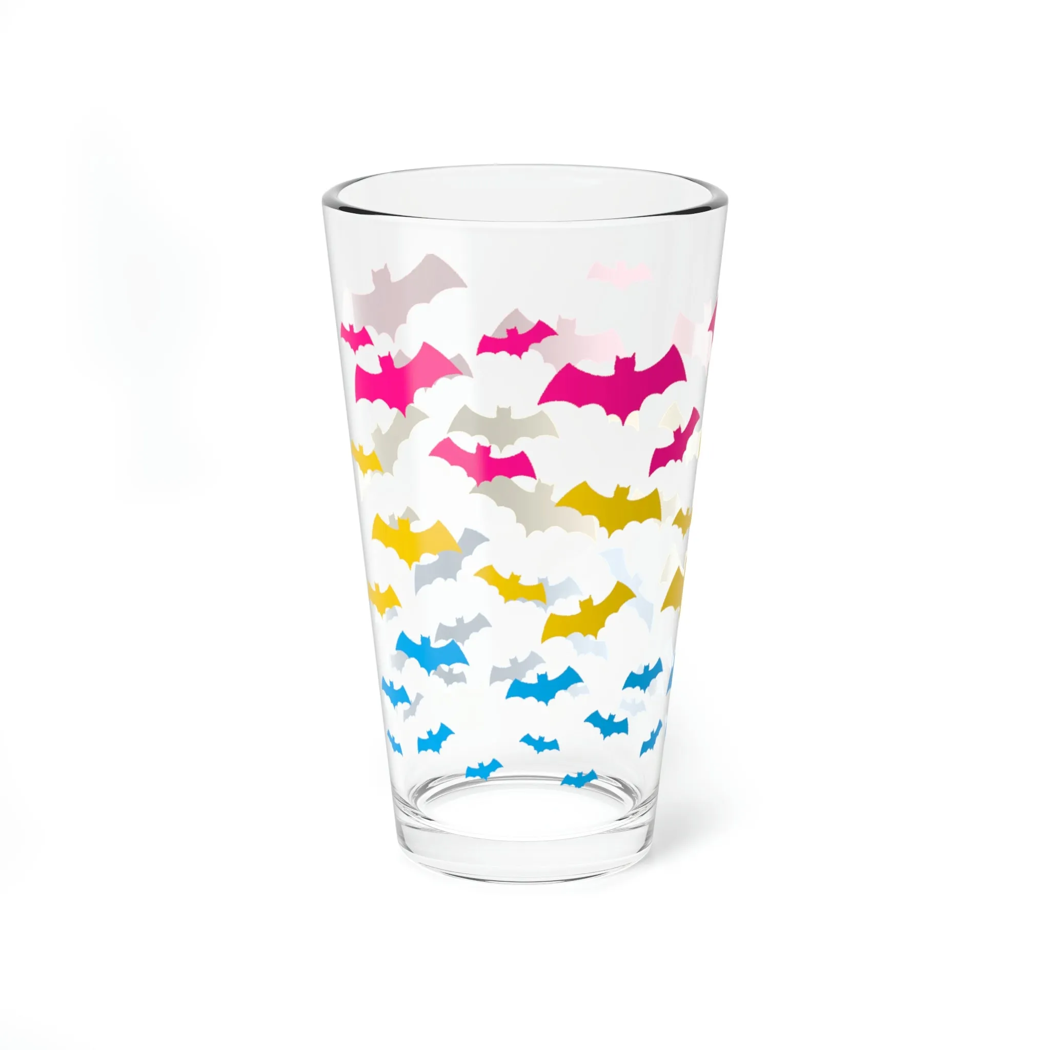 Batty Pansexual Pride Pint Glass - 16oz - Pan Goth Bats Tumbler - LGBTQ