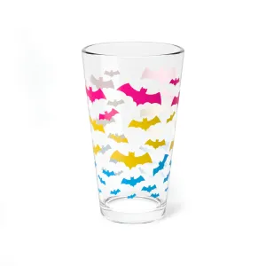 Batty Pansexual Pride Pint Glass - 16oz - Pan Goth Bats Tumbler - LGBTQ
