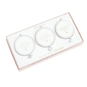 'Beautiful Friend' Celebration Bracelet Set | Silver Plated