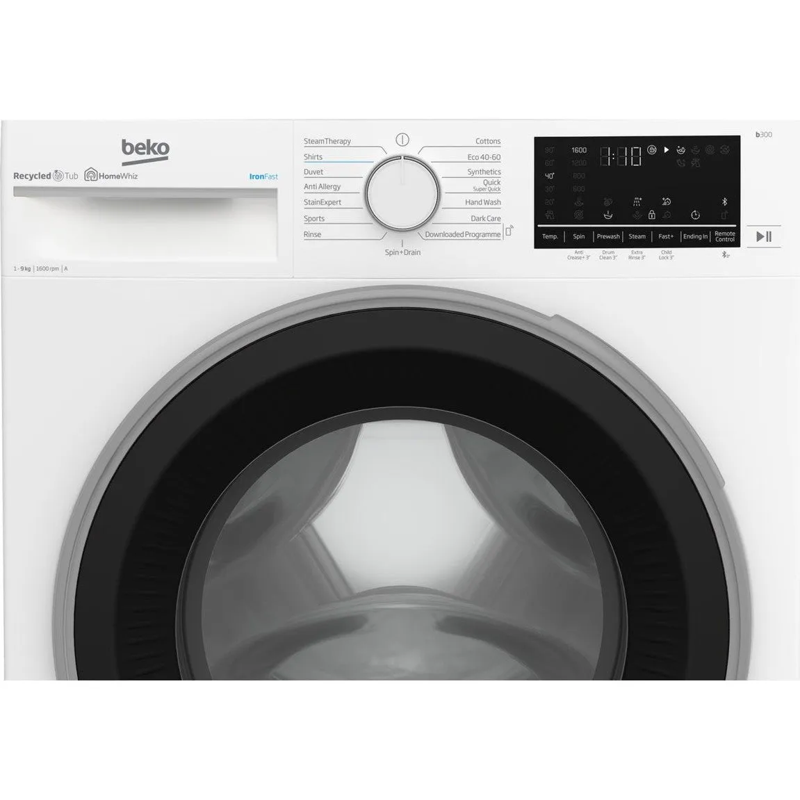Beko 9kg 1600rpm Washing Machine IronFast RecycledTub | B3W5961IW