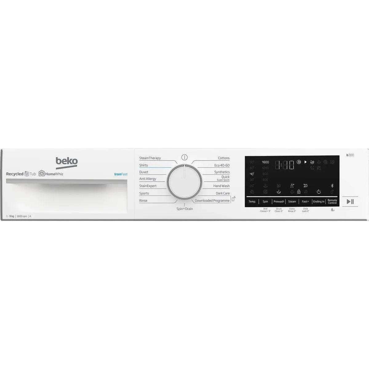 Beko 9kg 1600rpm Washing Machine IronFast RecycledTub | B3W5961IW