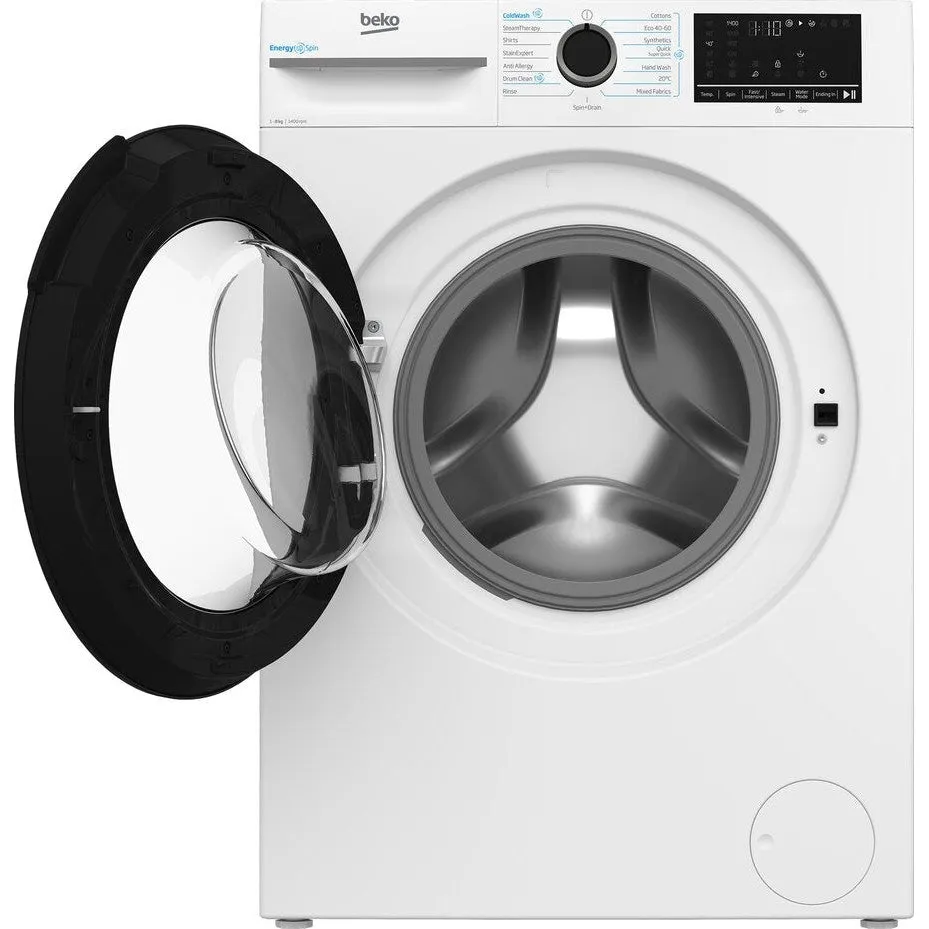 Beko EnergySpin 8kg Washing Machine with 1400 rpm - White | BM3WT4841IW
