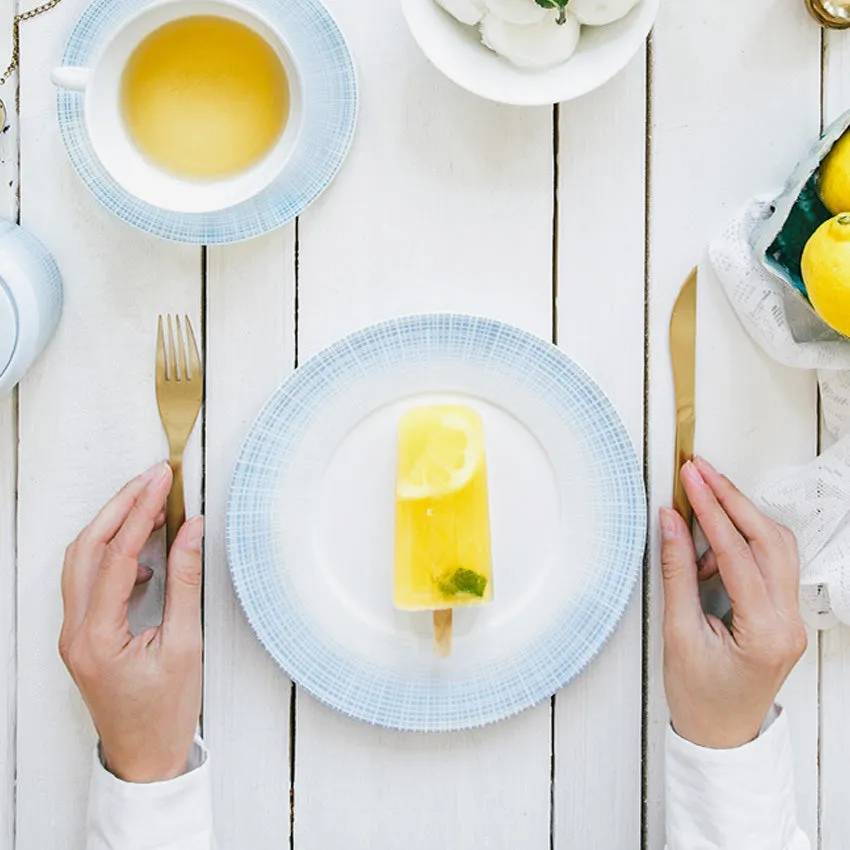 Bernardaud | Saphir Coupe Soup Bowl/Plate - White & Turquoise