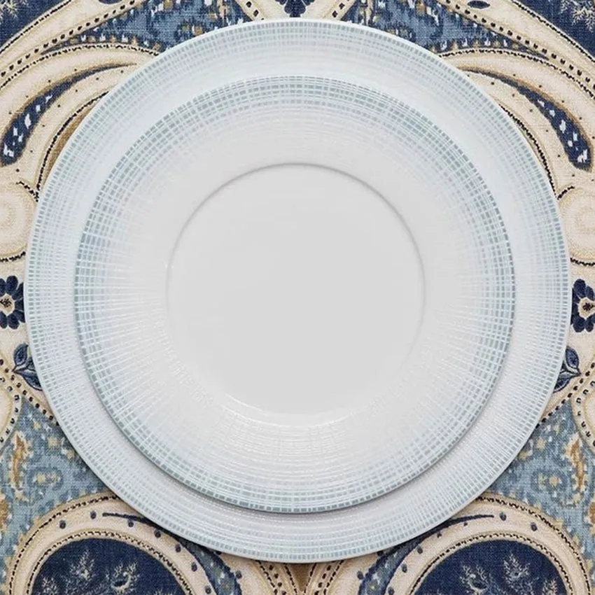 Bernardaud | Saphir Coupe Soup Bowl/Plate - White & Turquoise