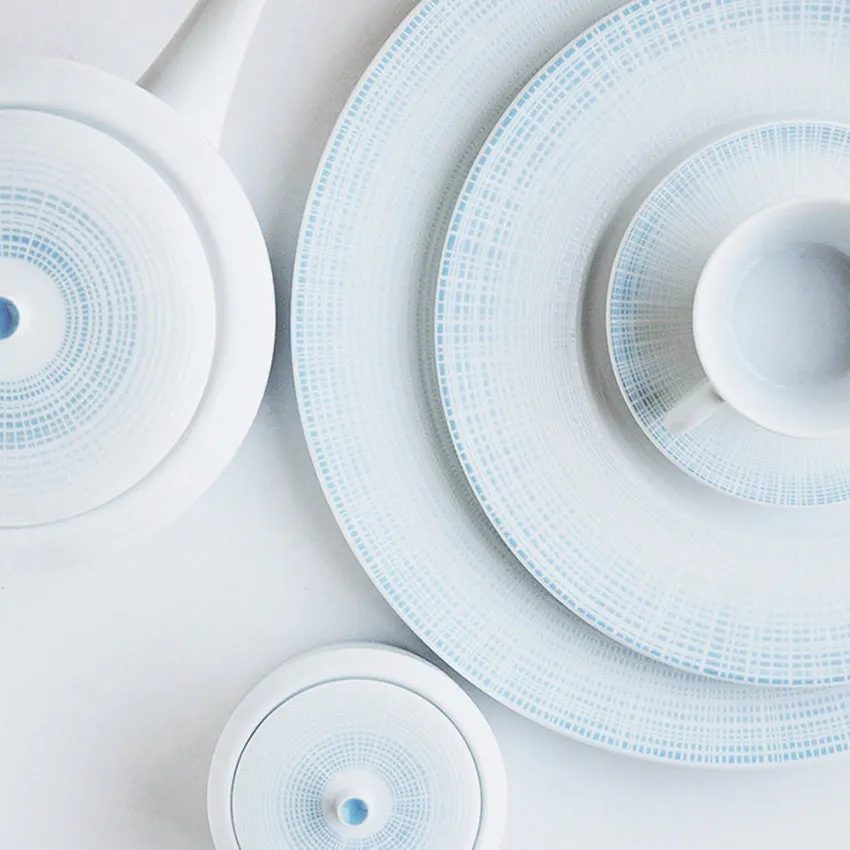 Bernardaud | Saphir Coupe Soup Bowl/Plate - White & Turquoise