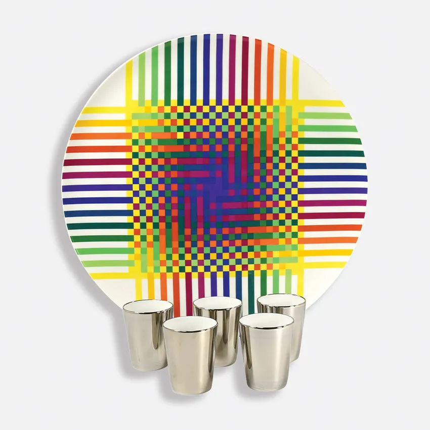 Bernardaud | Surface Colore B29 Round Platter & 5 Cups (Limited Edition)