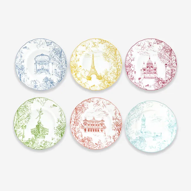 Bernardaud | Tout Paris Assorted Salad Plates - Set of 6