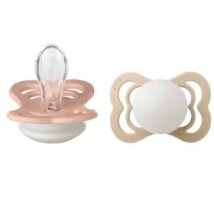 Bibs Supreme Latex Pacifier Glow 2-pack Symmetrical Blush/Vanilla