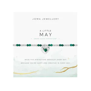 Birthstone A Little 'May' Green Agate Bracelet | Silver Plated