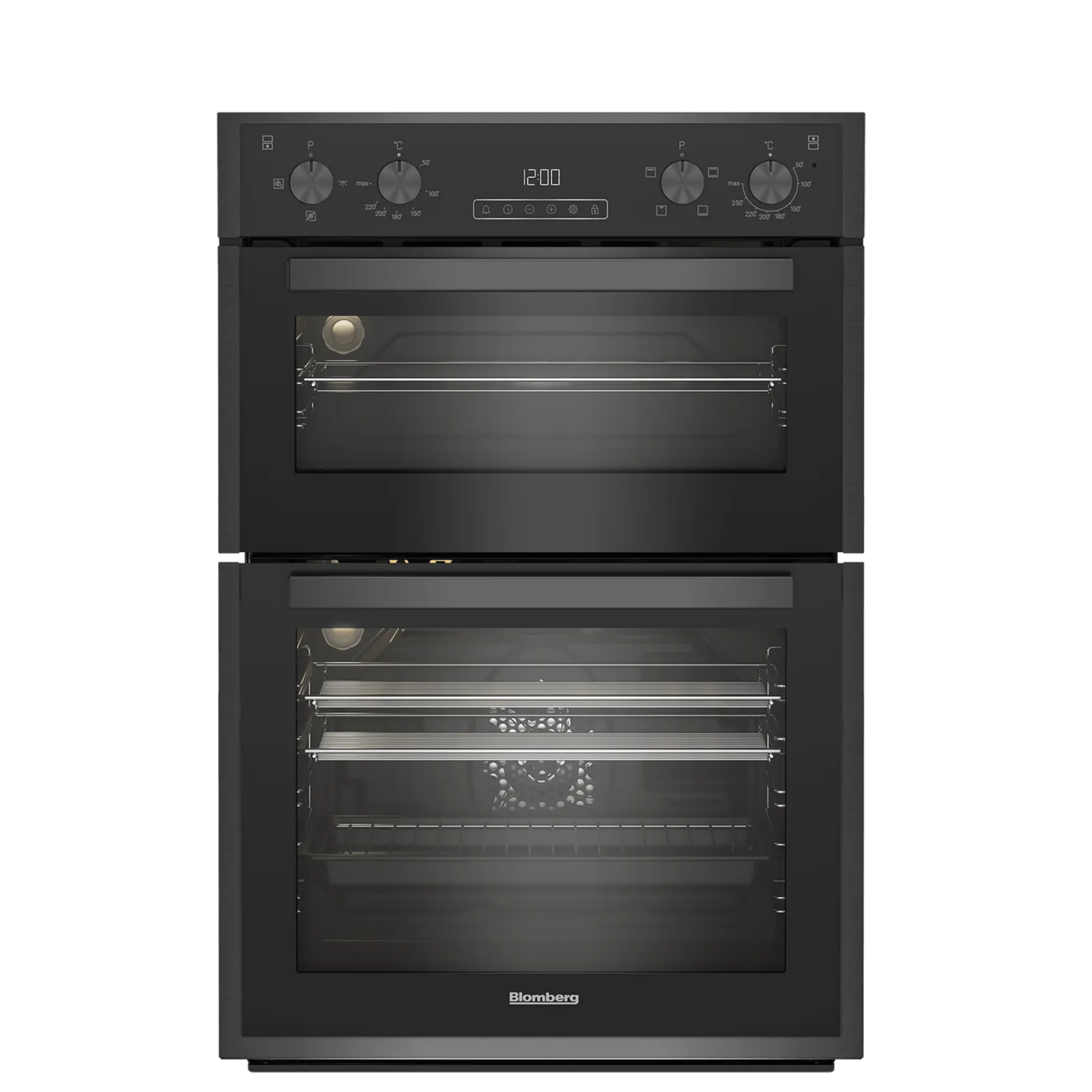 Blomberg 90cm Built-in Fan Double Oven Dark Steel | RODN9202DX