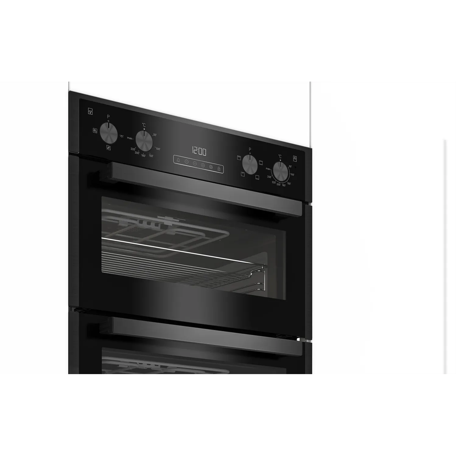 Blomberg 90cm Built-in Fan Double Oven Dark Steel | RODN9202DX