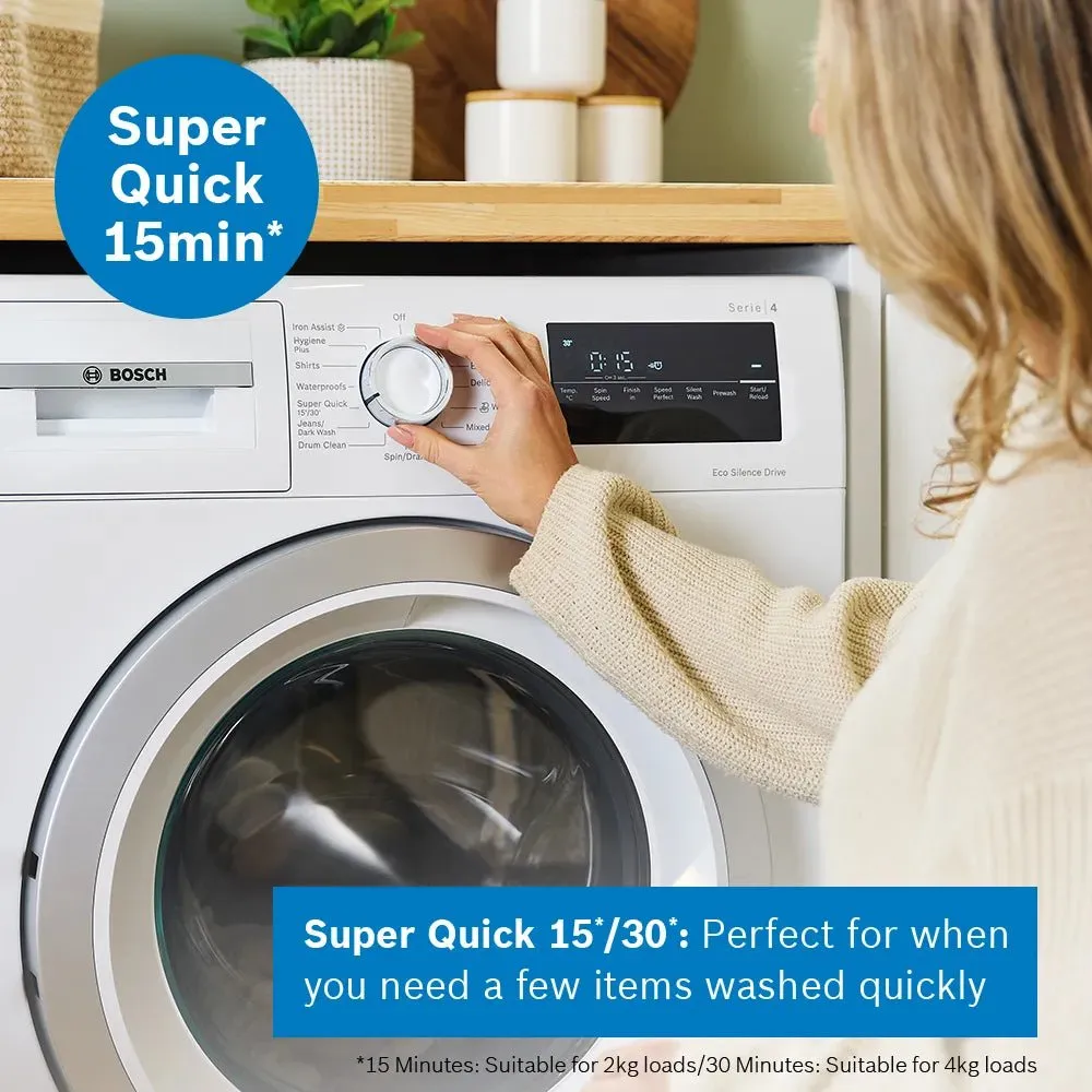 Bosch Series 4 Washing machine, front loader 9kg 1400 rpm - White | WAN28259GB