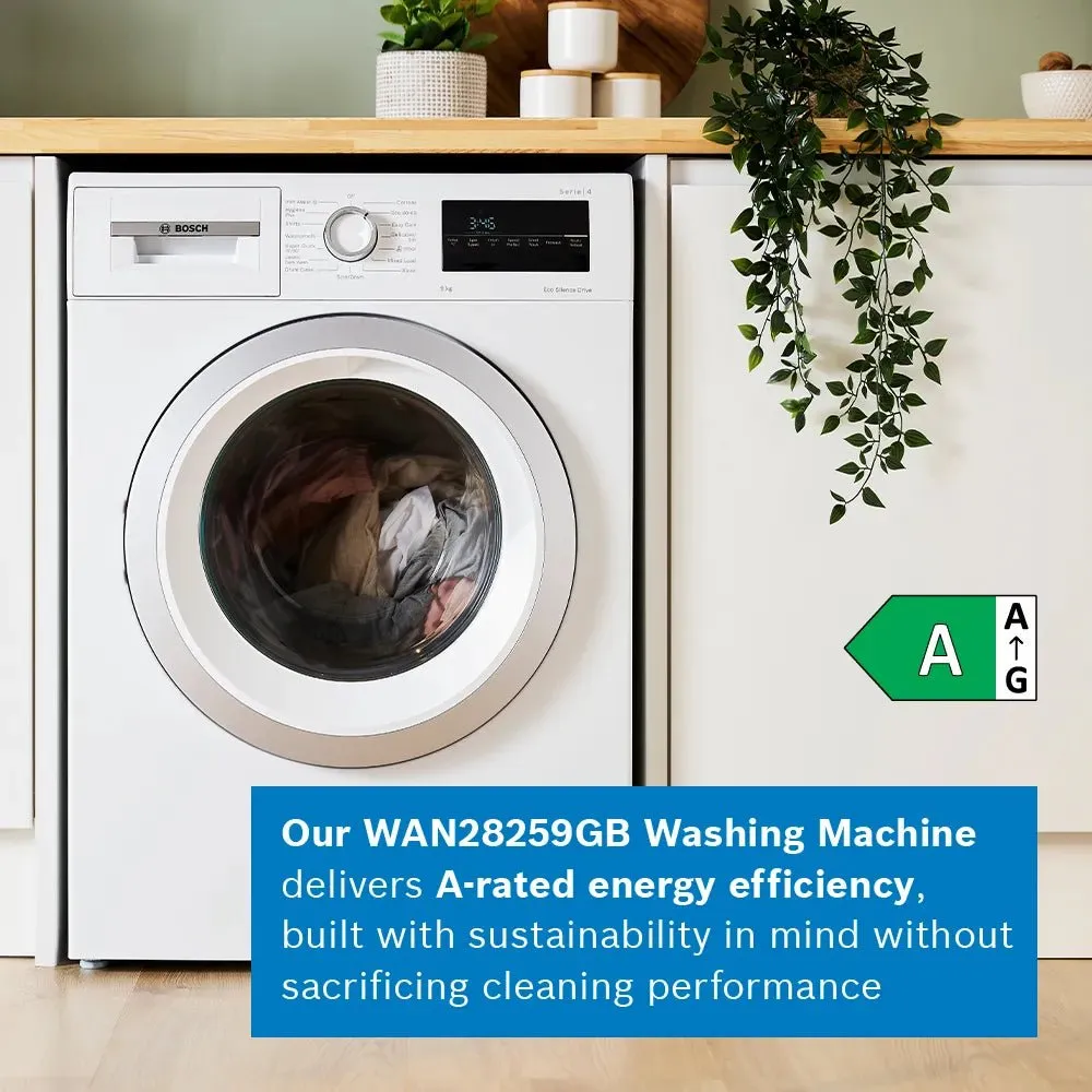 Bosch Series 4 Washing machine, front loader 9kg 1400 rpm - White | WAN28259GB