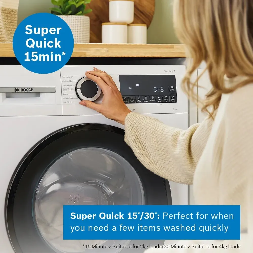 Bosch Series 6 Washing machine, front loader 9kg 1400 rpm - White | WGG24400GB