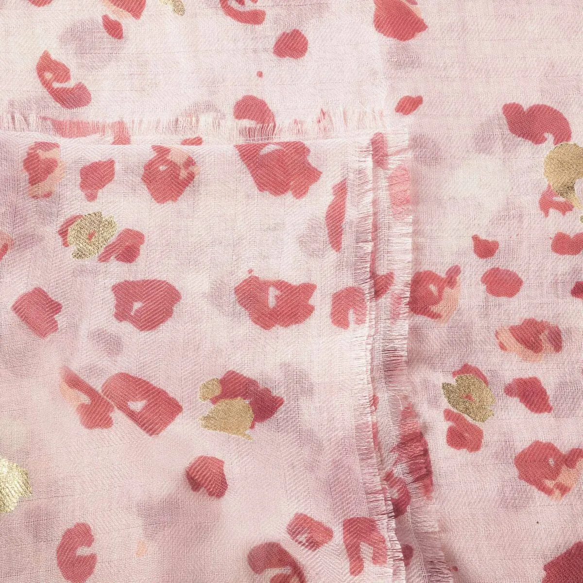Brush Stroke Leopard Scarf | Light Pink with Gold Foil