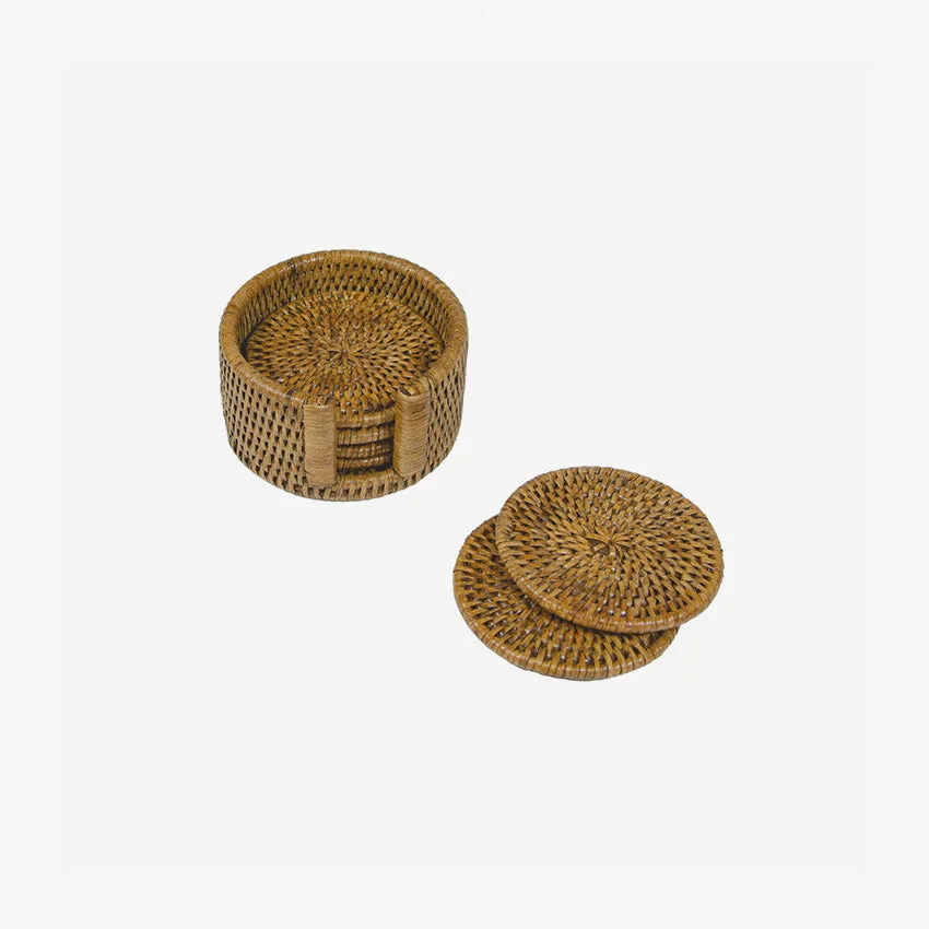 Caspari | Rattan Round Coaster Holder