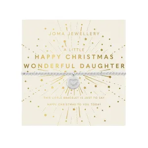 Children's Christmas A Little 'Happy Christmas Wonderful Daughter' Bracelet | Silver Plated