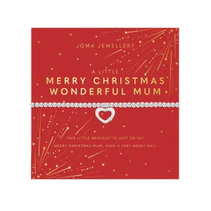 Christmas A Little 'Merry Christmas Wonderful Mum' Bracelet | Silver Plated