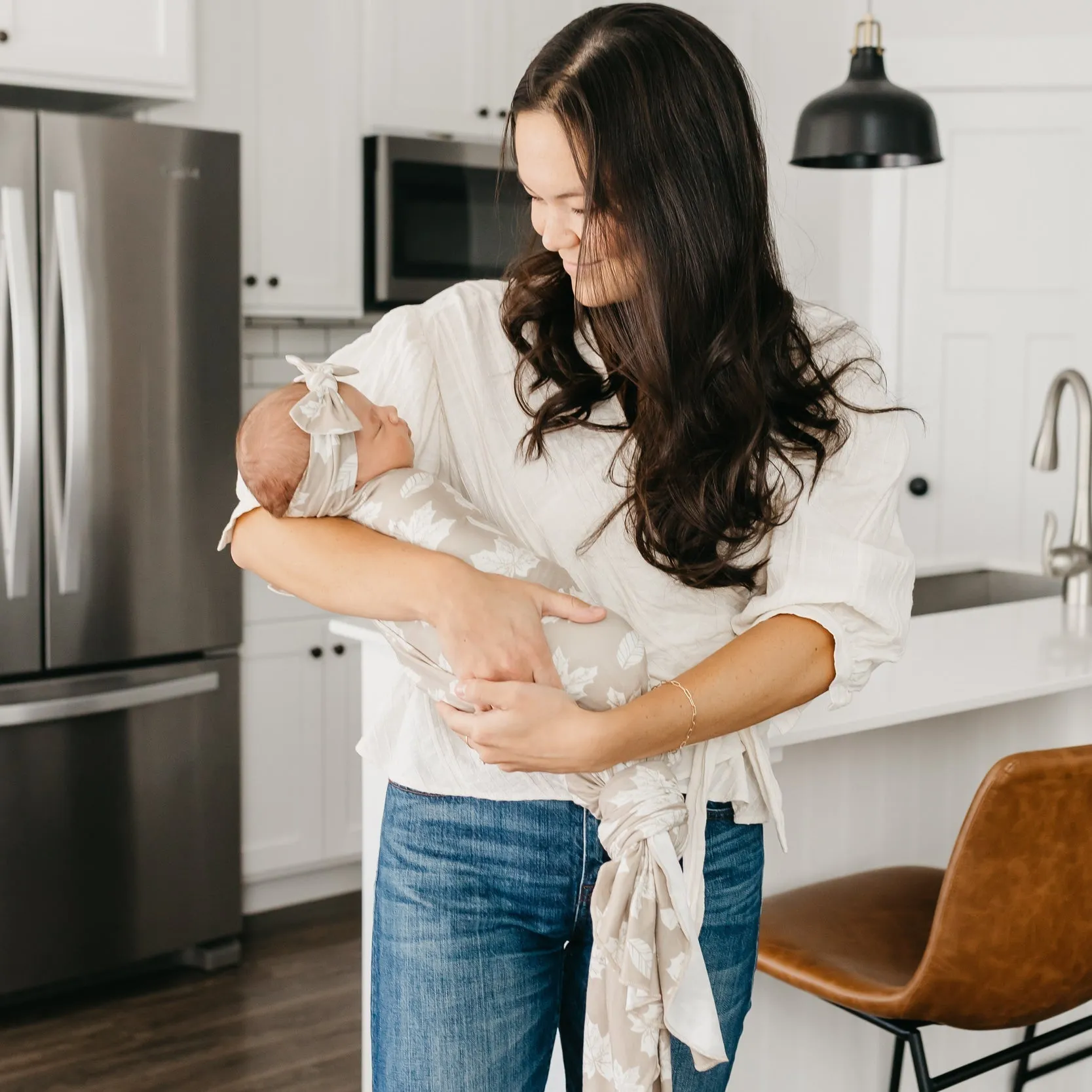 Copper Pearl Knit Swaddle Blanket | Oak