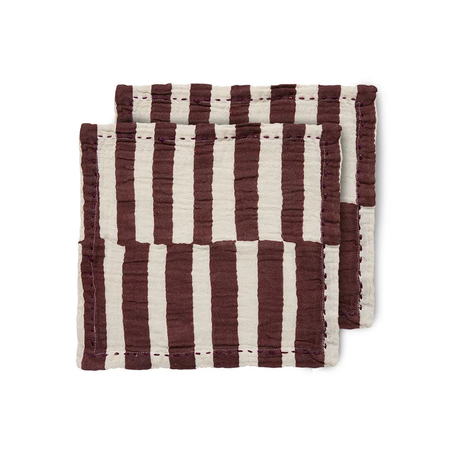 Cotton Napkins Striped Burgundy (Set of 2)