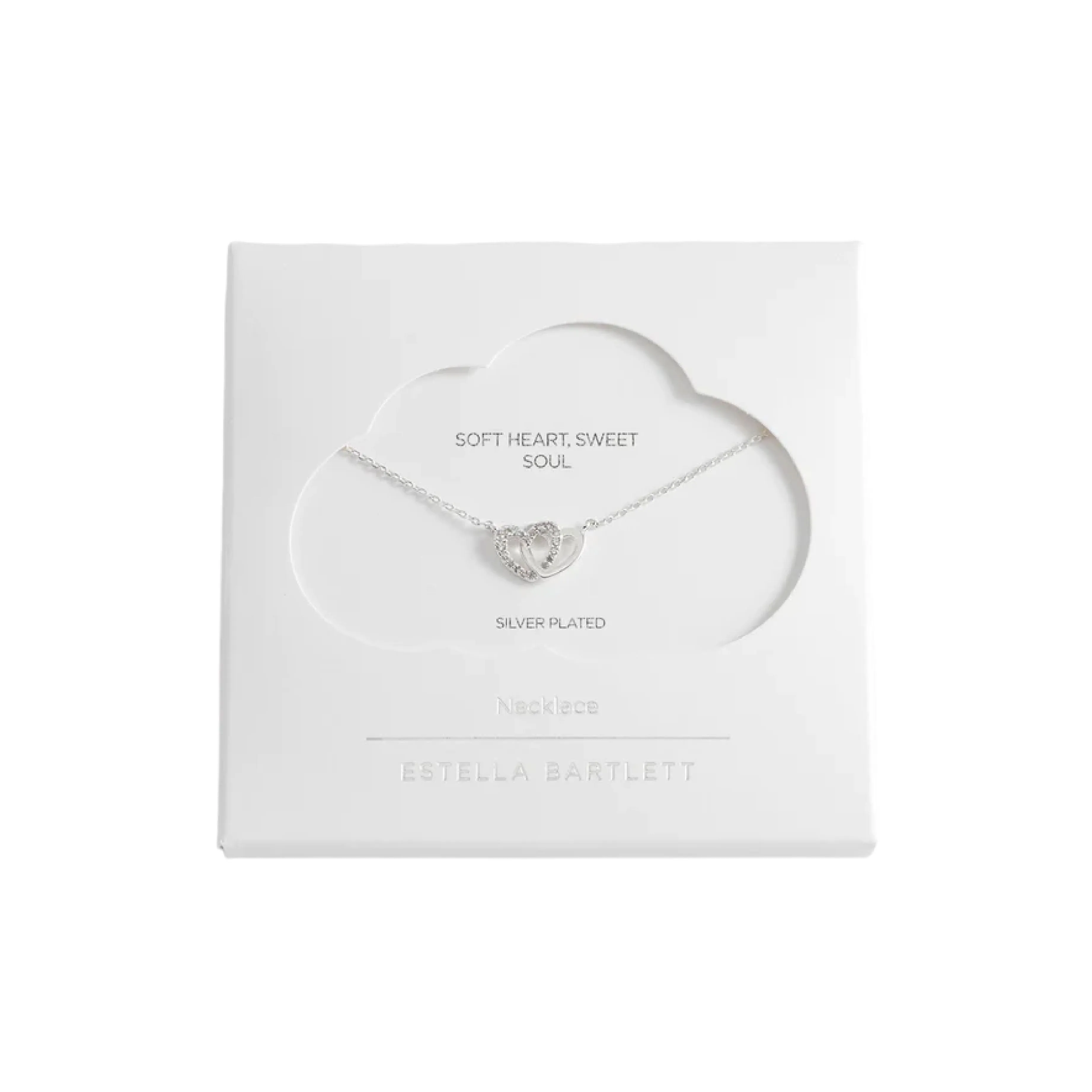 CZ Interlocking Heart Charm Necklace | Silver Plated