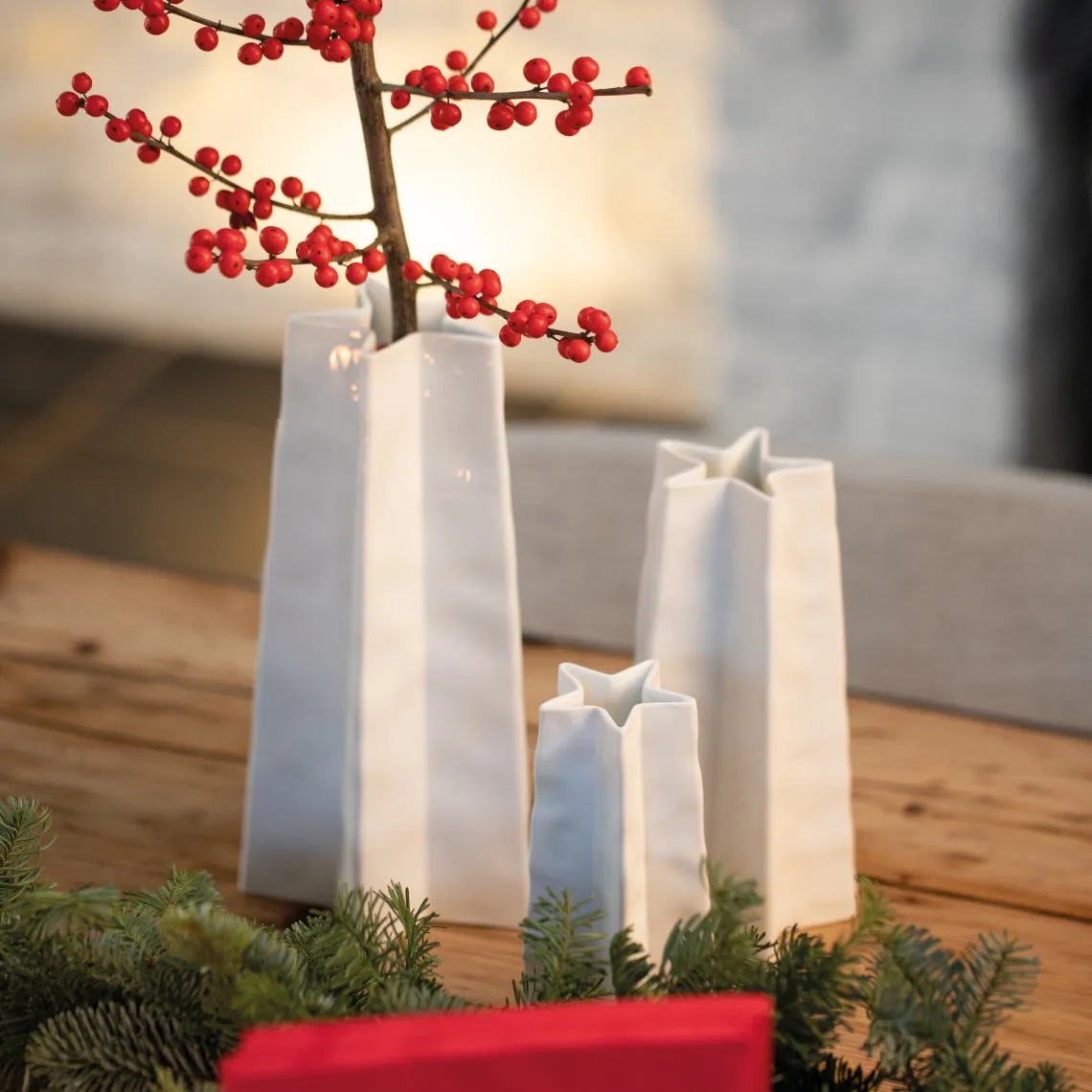 Embossed Porcelain Star Vase | Small