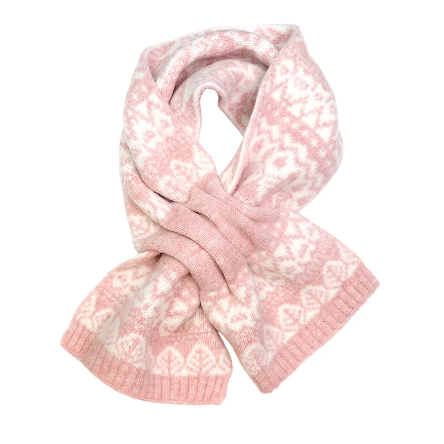 Fairisle Pull Through Scarf | Pale Pink