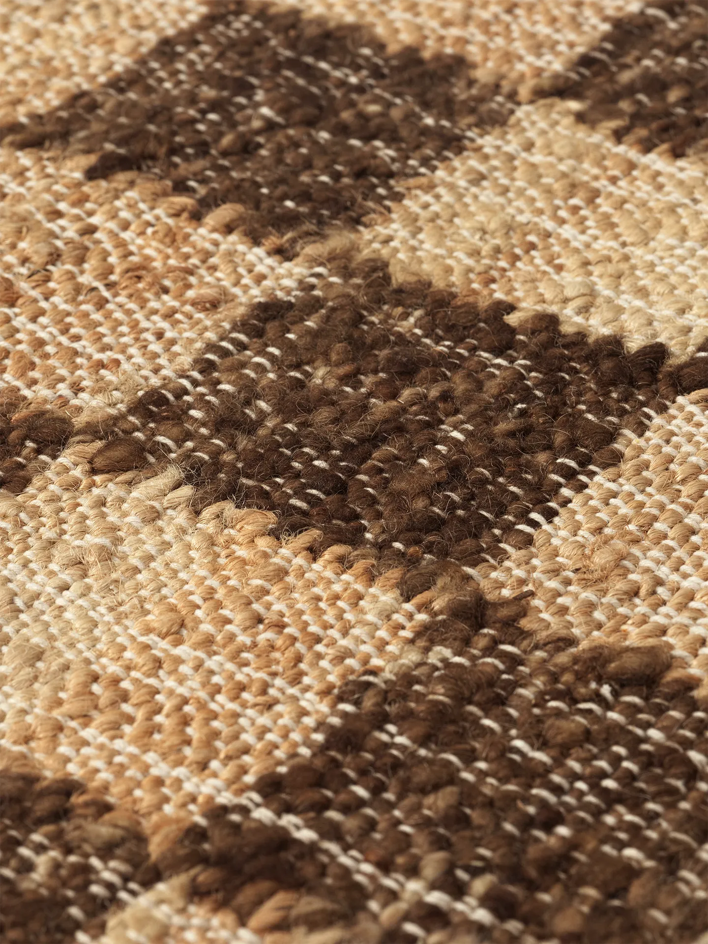 Ferm Living Check Wool Jute Rug 140 X 200 Coffee/Natural
