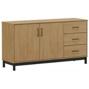 Finestra Madri 2 Door 3Drawer Buffet L1500 x W450 x H800mm Roble Black No Warranty