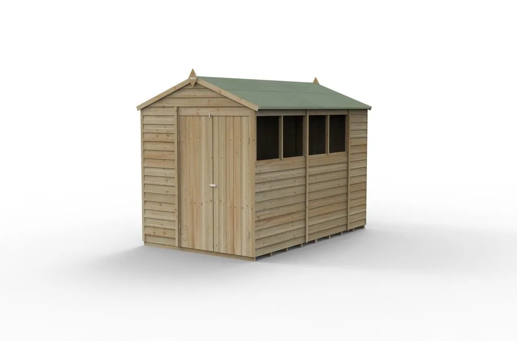 Forest Garden 4life Apex Shed 6x10 with Double Door and 4 Windows