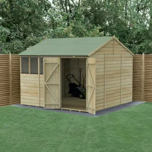 Forest Garden Beckwood 10x10 Reverse Apex Shed with 4 Windows and Double Door
