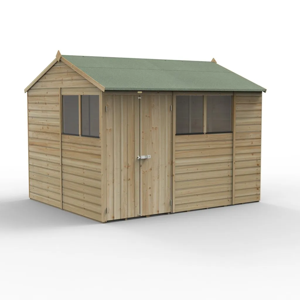 Forest Garden Beckwood 10x8 Reverse Apex Shed with 4 Windows and Double Door