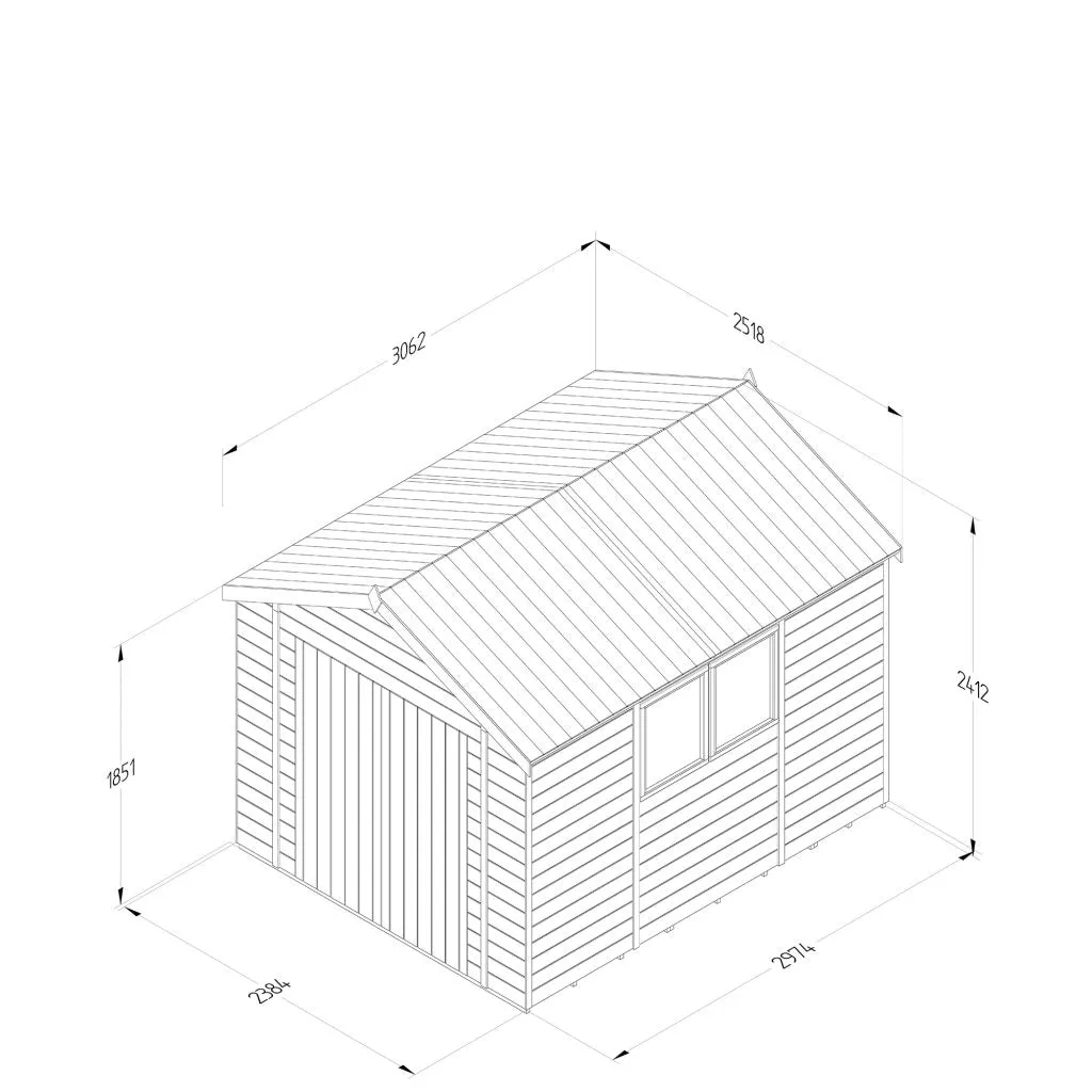 Forest Garden Timberdale 10x8 Apex Shed - Double Door