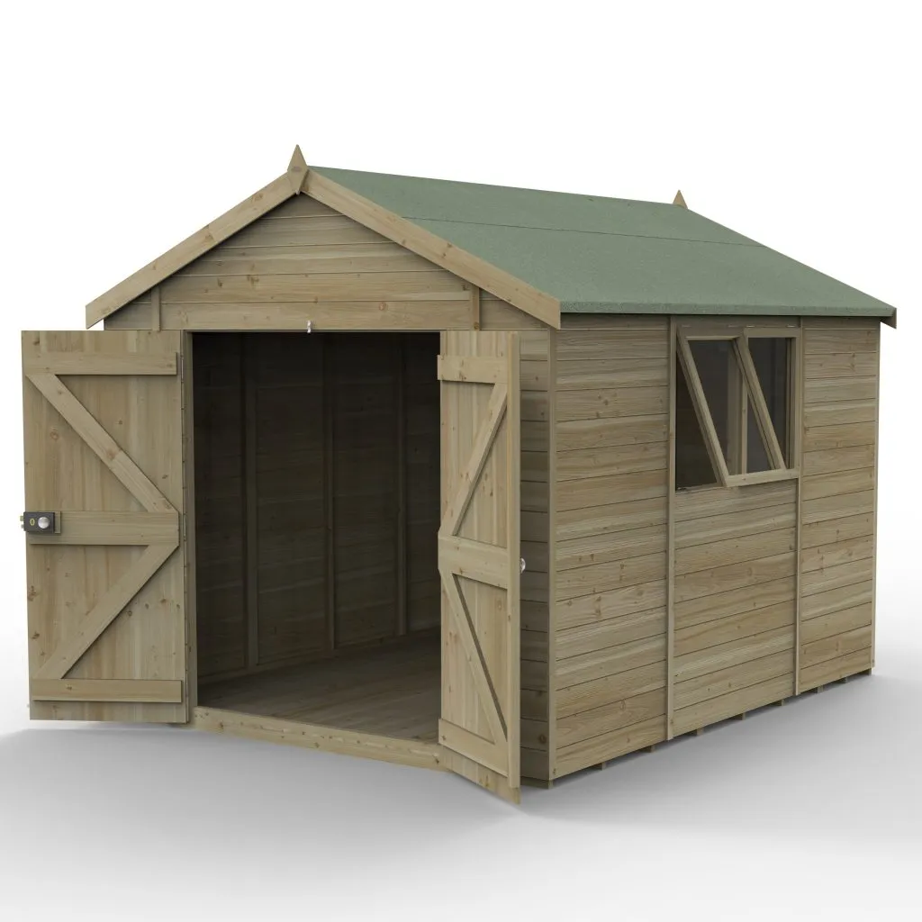 Forest Garden Timberdale 10x8 Apex Shed - Double Door