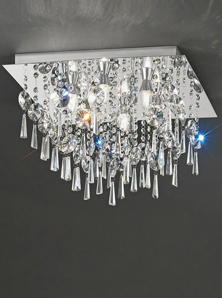 Franklite CF5722 450mm Square Flush Light IP44 Crystal