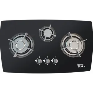 Home Basics 3B Gas Cooktop 70cm Glass Black