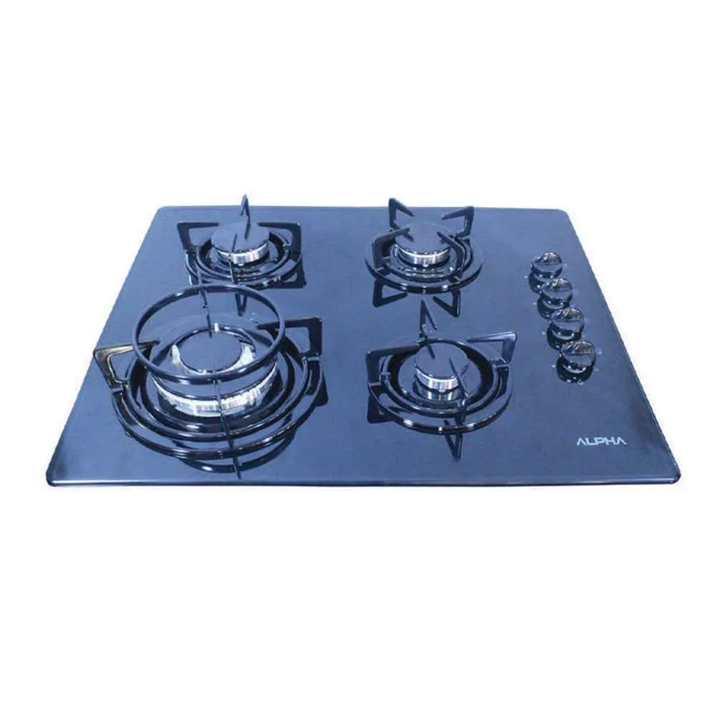 Home Basics 4B Gas Cooktop 60cm Glass Black