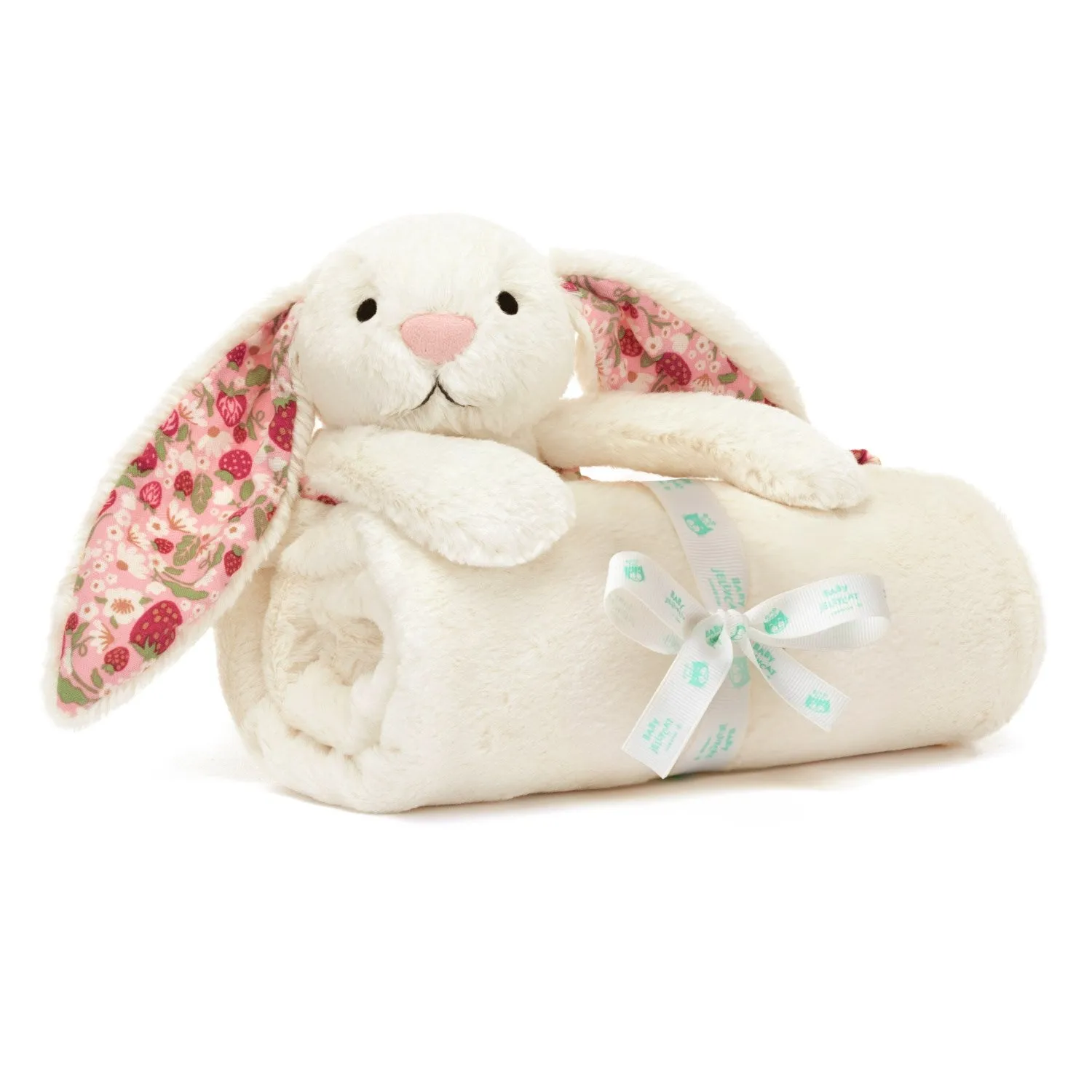 Jellycat Bashful Rabbit, Mimi Strawberry Blanket