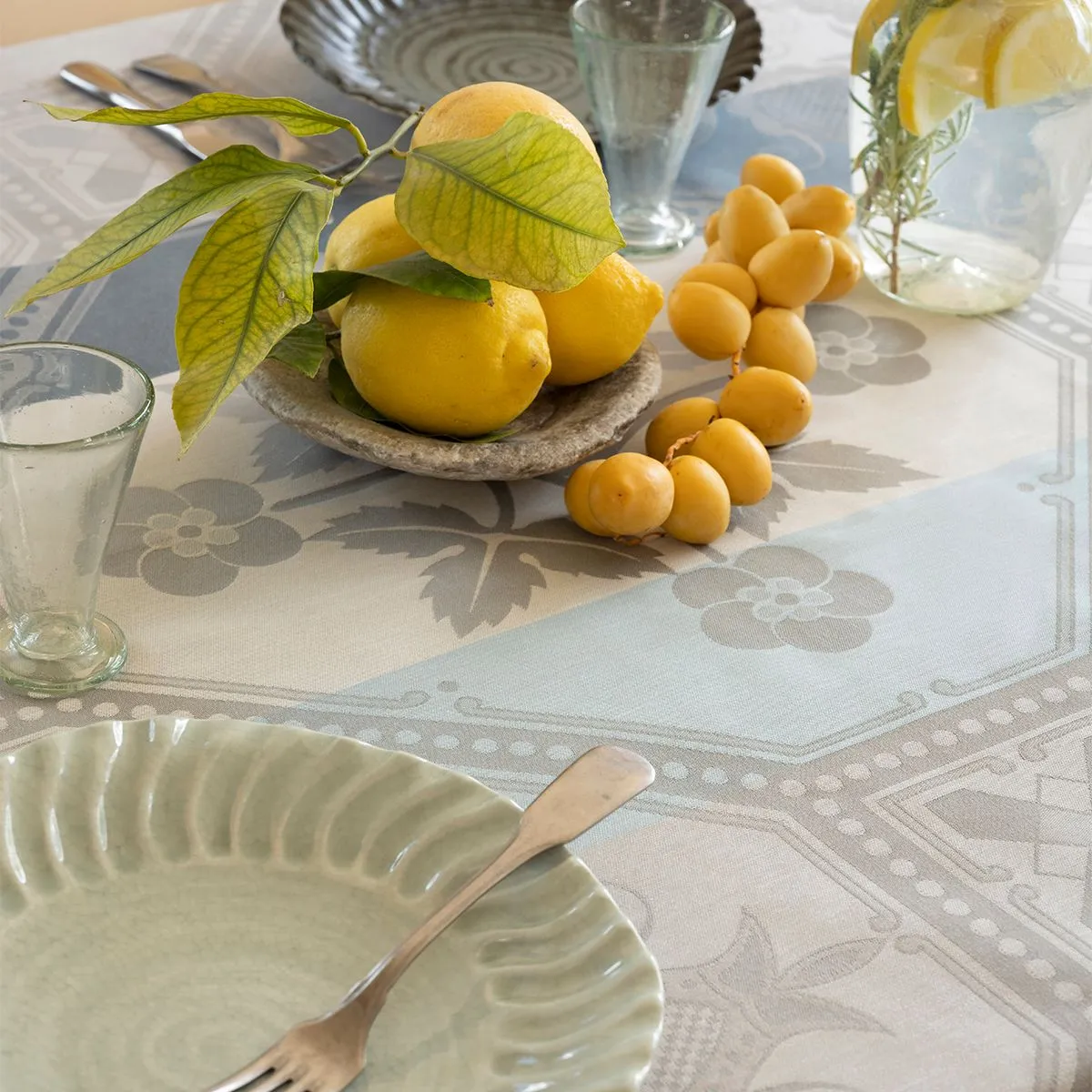 Le Jacquard Franais | Hacienda Coated Tablecloth - Blue - 69"X126"