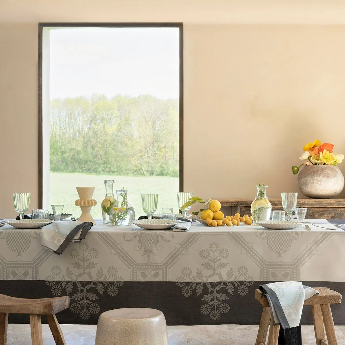Le Jacquard Franais | Hacienda Coated Tablecloth - Blue - 69"X126"