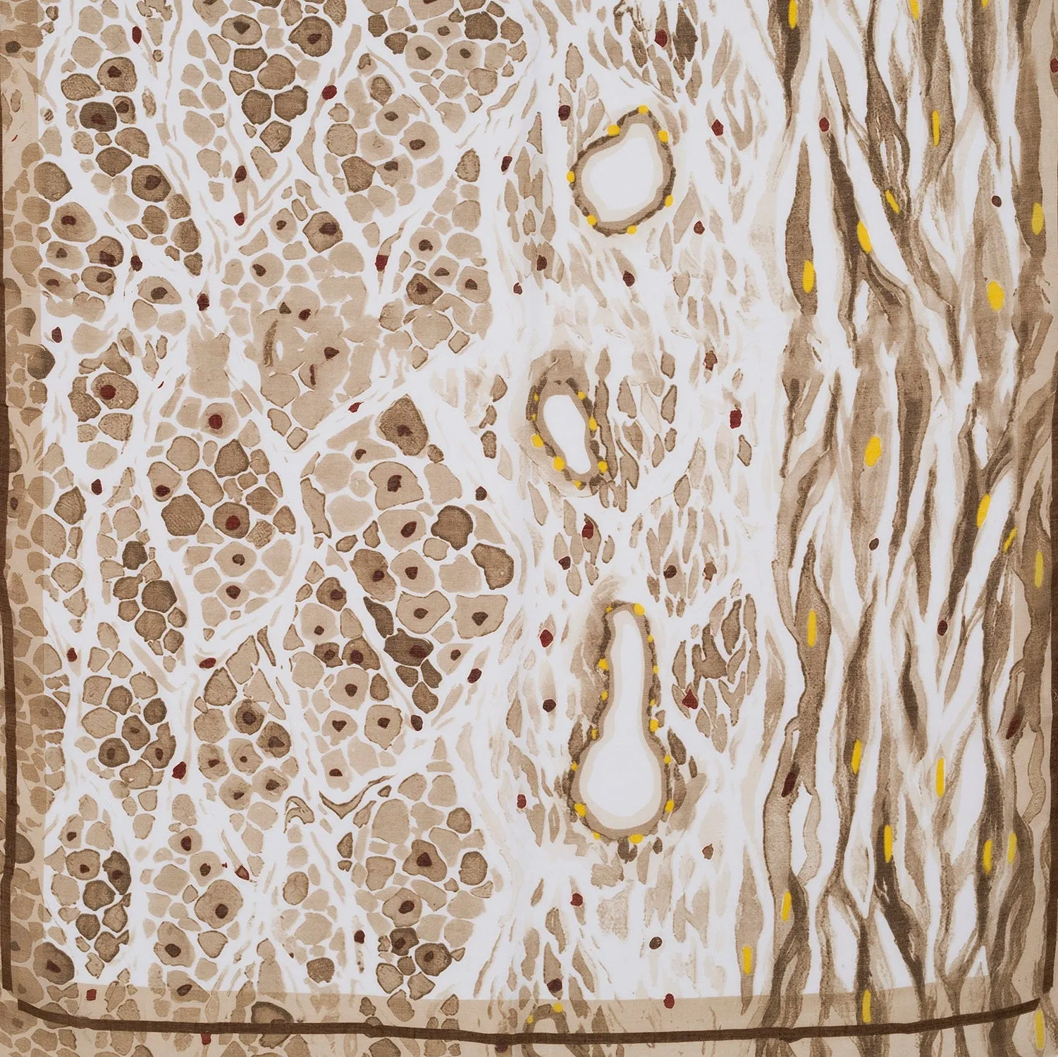 Lightweight Abstract Animal Print Scarf | Beige & White