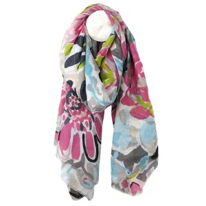 Lightweight Abstract Floral Print Scarf | Multicolour