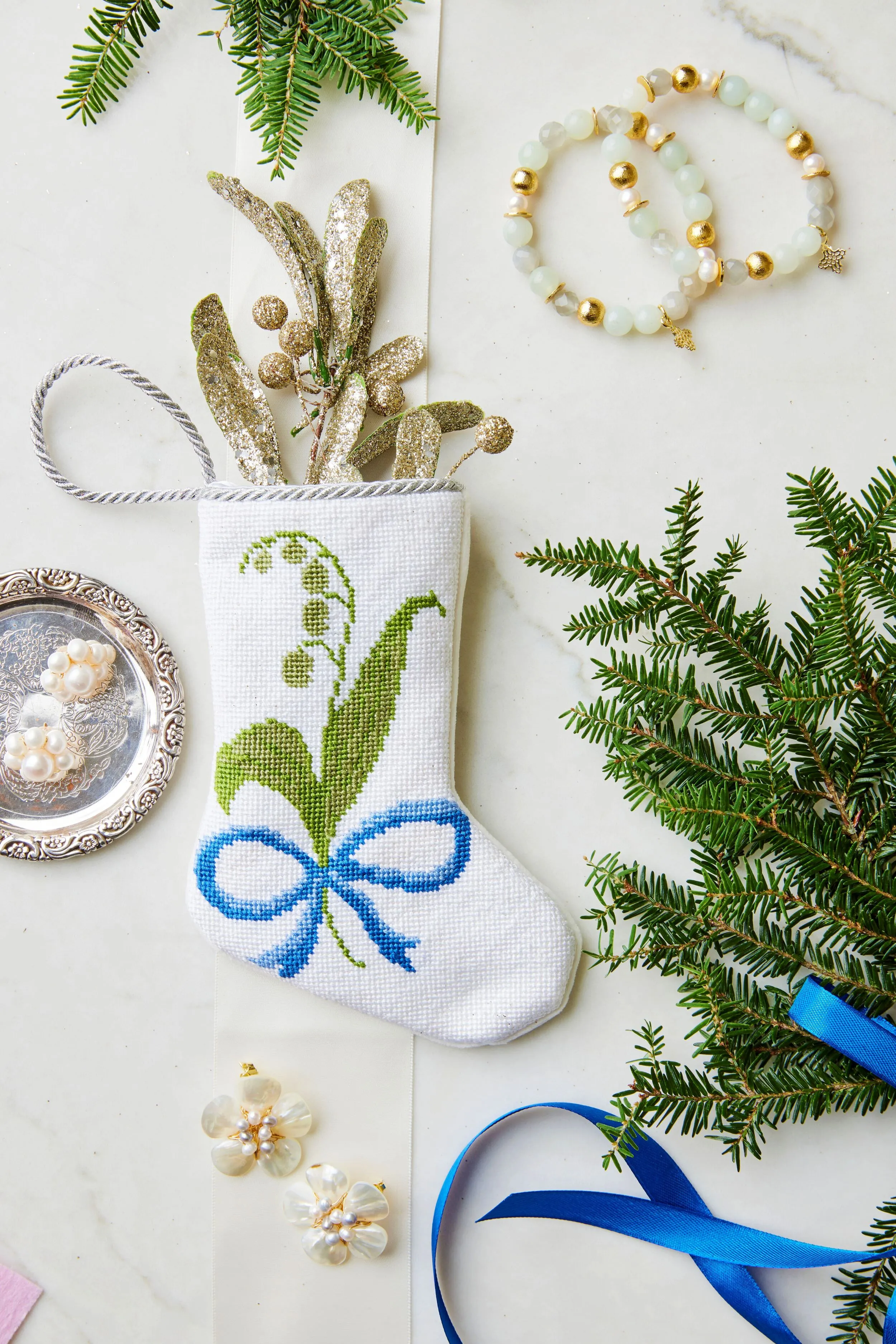 Lily of the Valley Christmas Mini Stocking