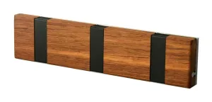 Loca Knax Lite Horizontal Coat Rack 3 Hooks, Teak Oiled/Black