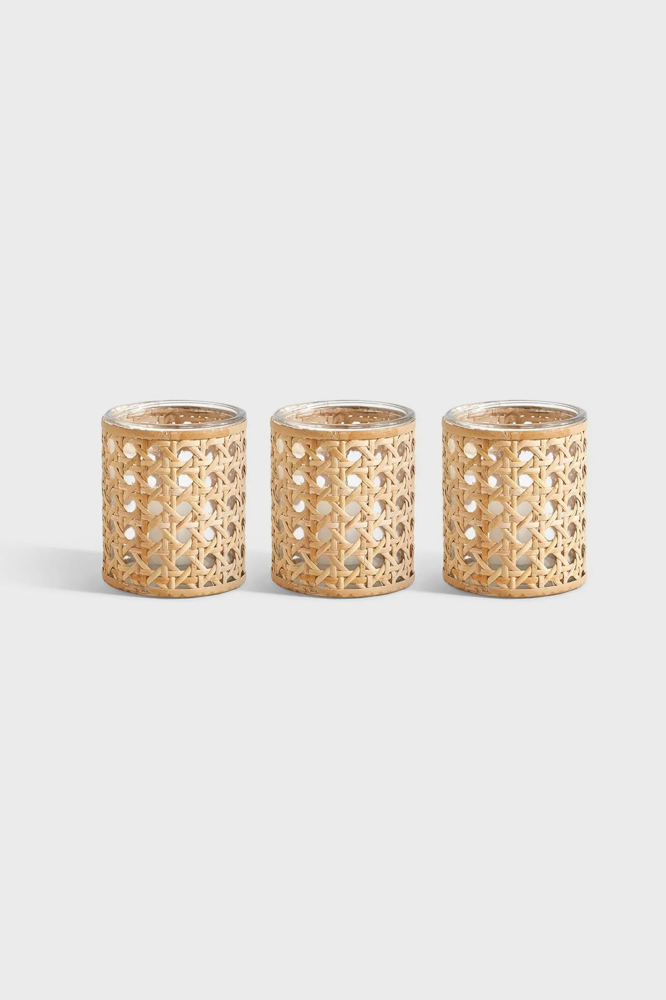 Lumingnon Cane Webbing Candle Holders (Set of 3)