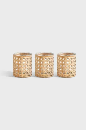 Lumingnon Cane Webbing Candle Holders (Set of 3)