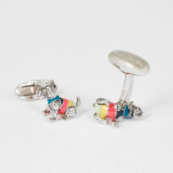 Men's 'Artist Stripe' Terrier Dog Cufflinks | Set of 2 | Silver